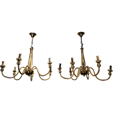 Pair of Murano champagne crystal chandeliers, 1970s