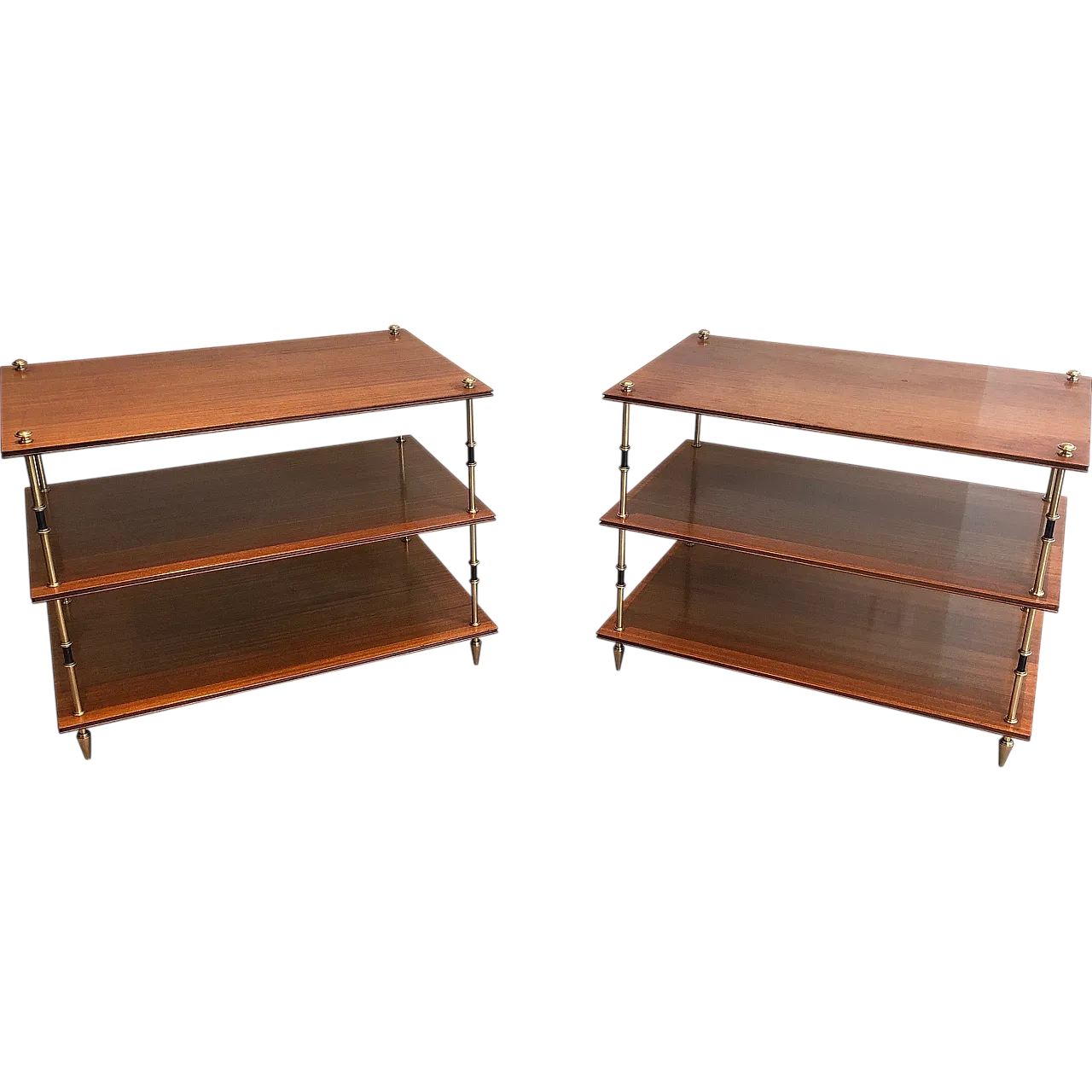 Pair of mahogany and brass consoles by Maison Jansen, 1940s 21