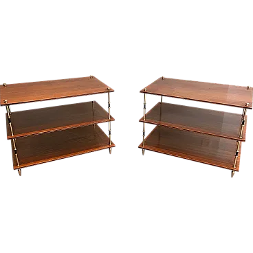 Pair of mahogany and brass consoles by Maison Jansen, 1940s