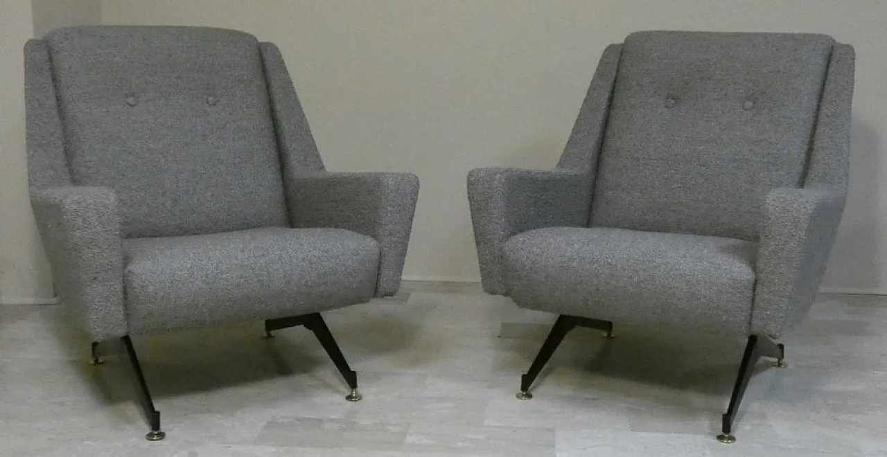 Set of Italian Modern Armchairs in Bouclè Yarn from Officina Di Ricerca, Italy, 1960s, Set of 2 1