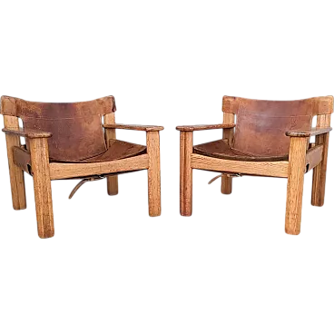 Pair of Natura leather armchairs by Karin Mobring for Ikea, 1970s