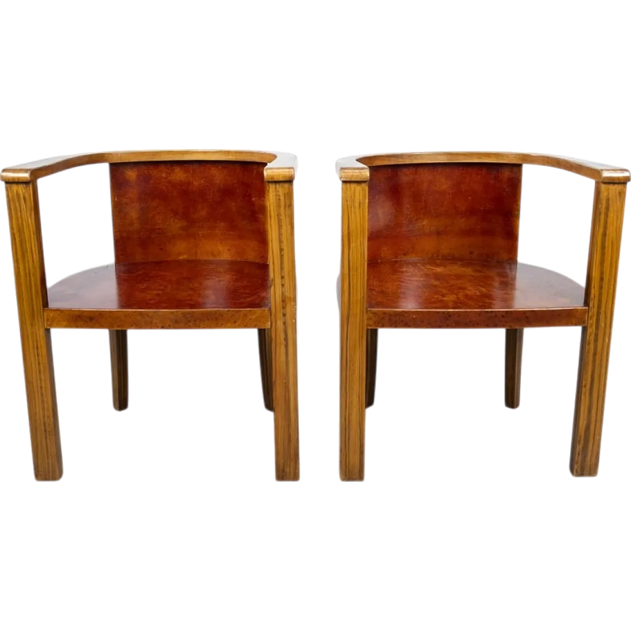 Pair of modernist wooden chairs, 1930s 13