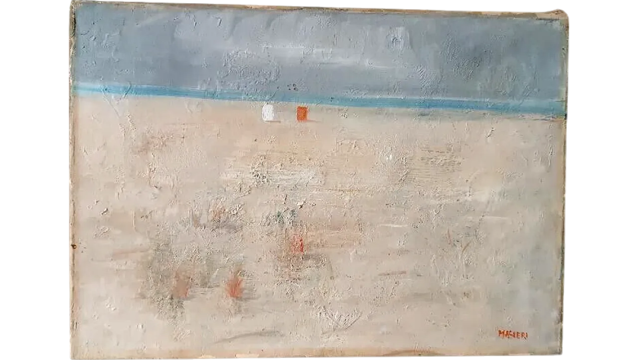 Versilian Beach by Enzo Masieri, oil on canvas, 1900s 9