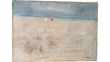 Versilian Beach by Enzo Masieri, oil on canvas, 1900s