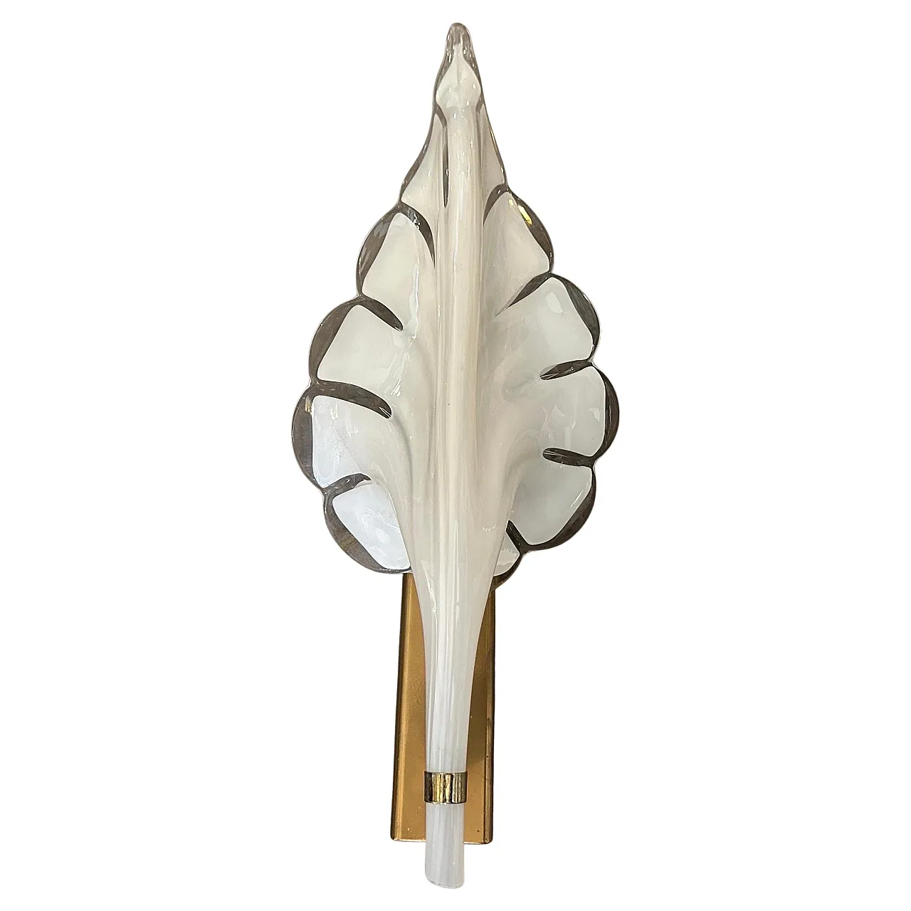 White Murano glass leaf wall sconce by Franco Luce, 1970s 1