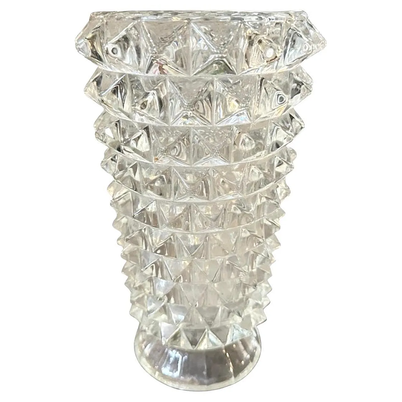 Barovier transparent and rostrato Murano glass vase, 1940s 1