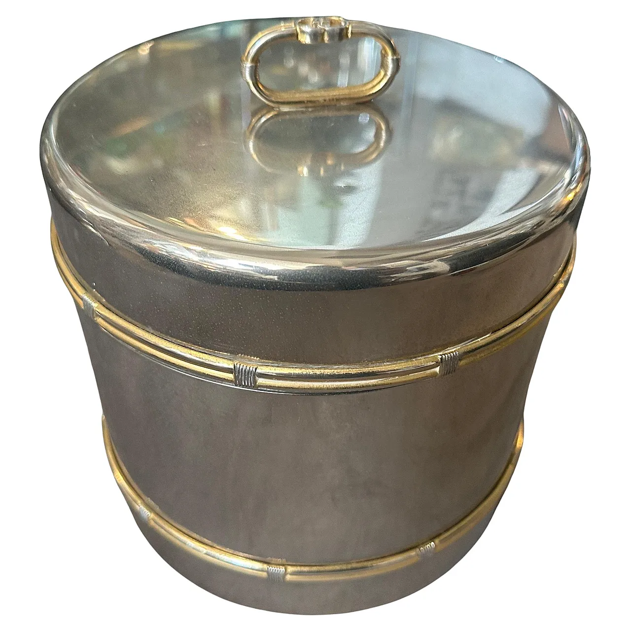 Brass and silver ice bucket by Gucci Firenze, 1970s 1