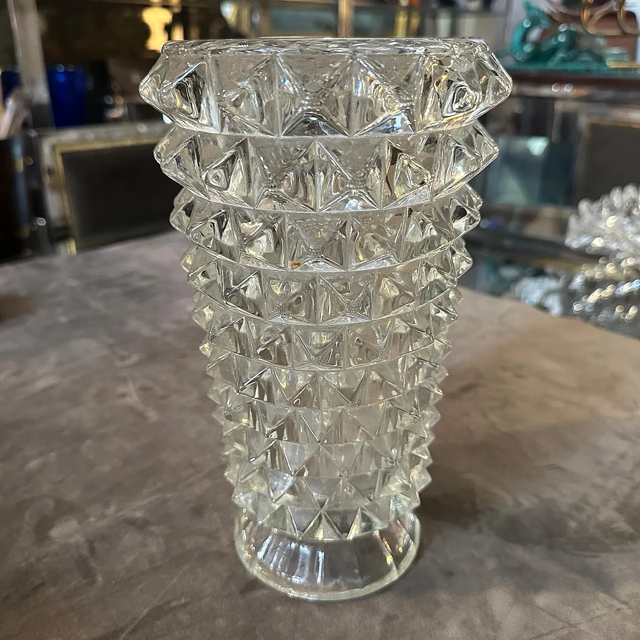 Barovier transparent and rostrato Murano glass vase, 1940s 2