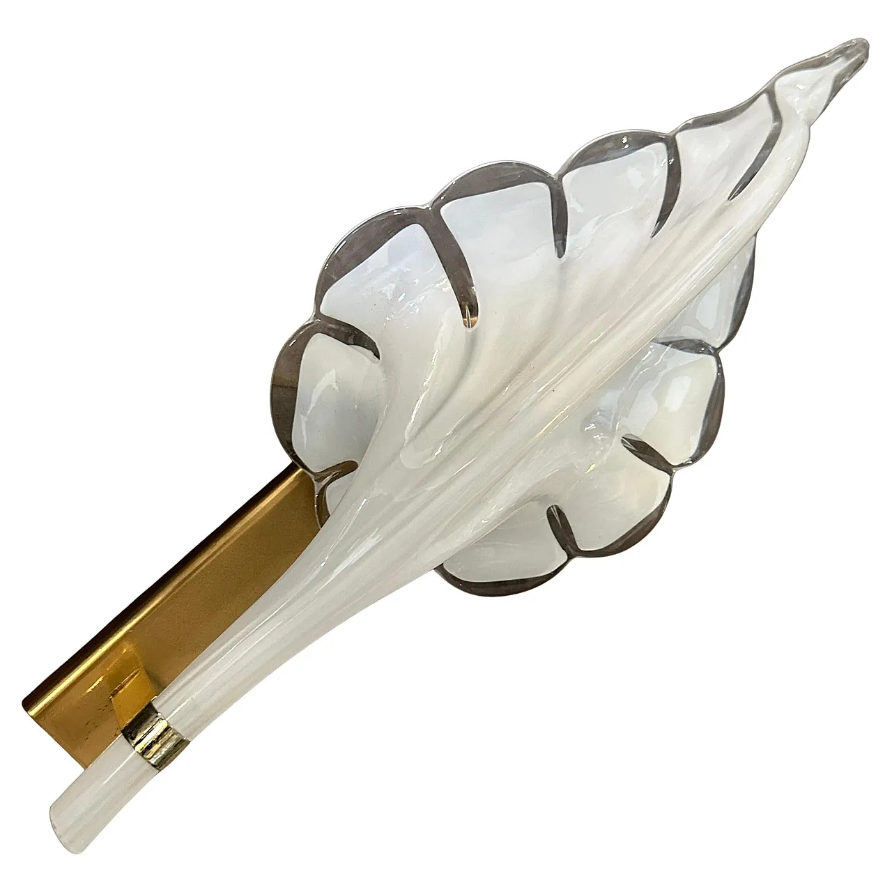 White Murano glass leaf wall sconce by Franco Luce, 1970s 3