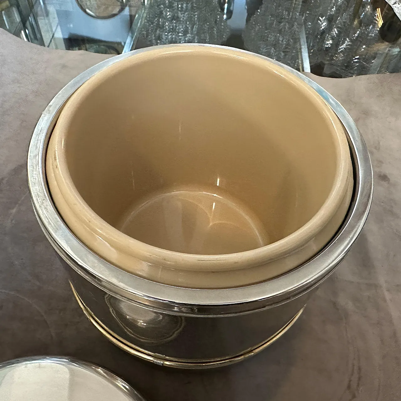 Brass and silver ice bucket by Gucci Firenze, 1970s 3