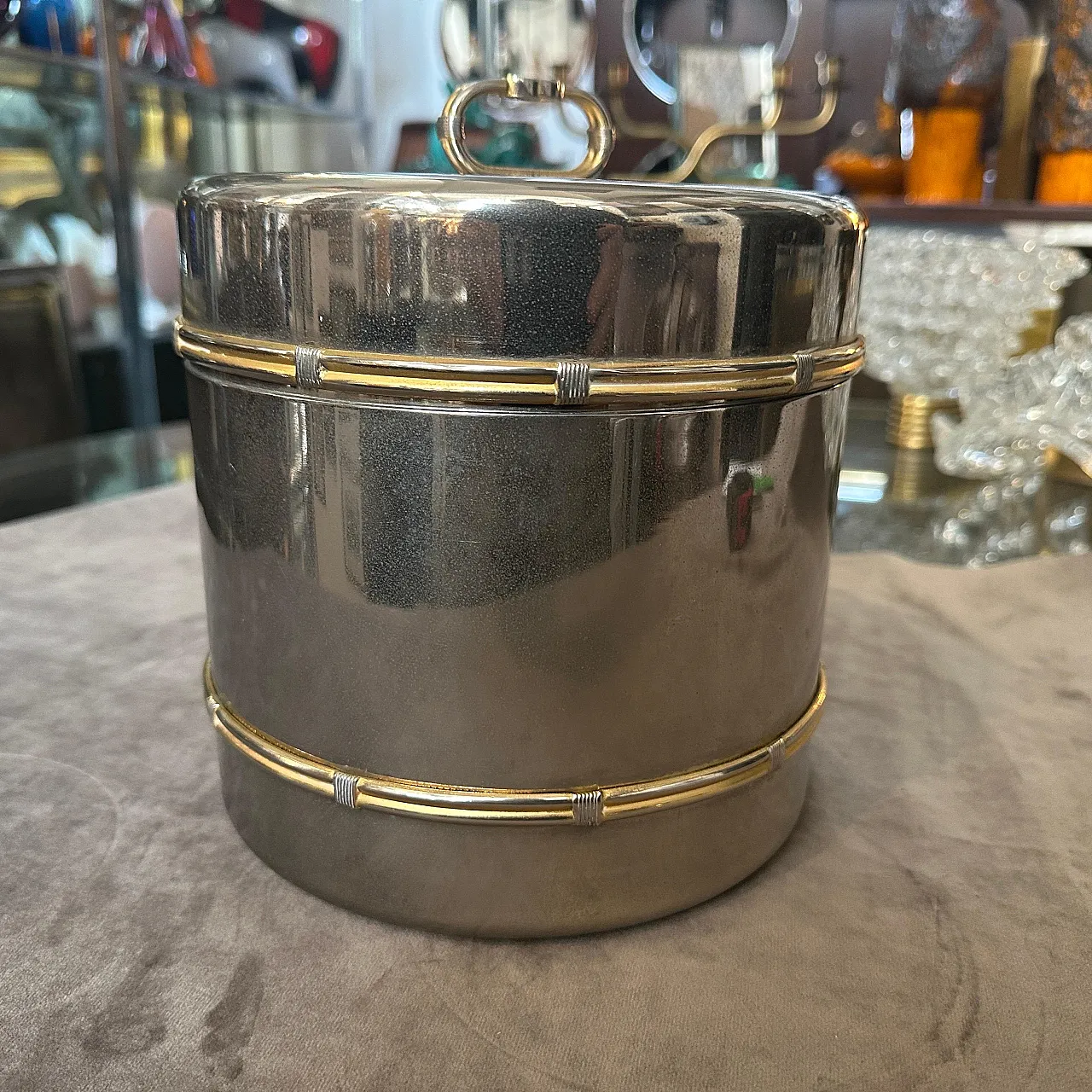 Brass and silver ice bucket by Gucci Firenze, 1970s 4