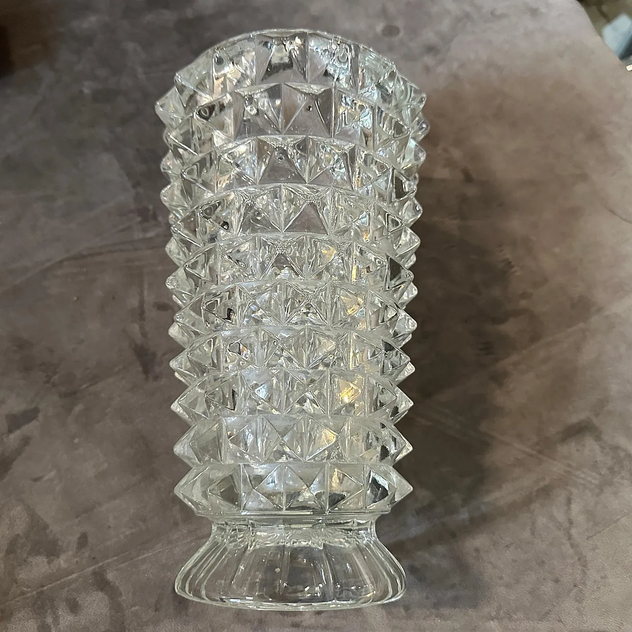 Barovier transparent and rostrato Murano glass vase, 1940s 6