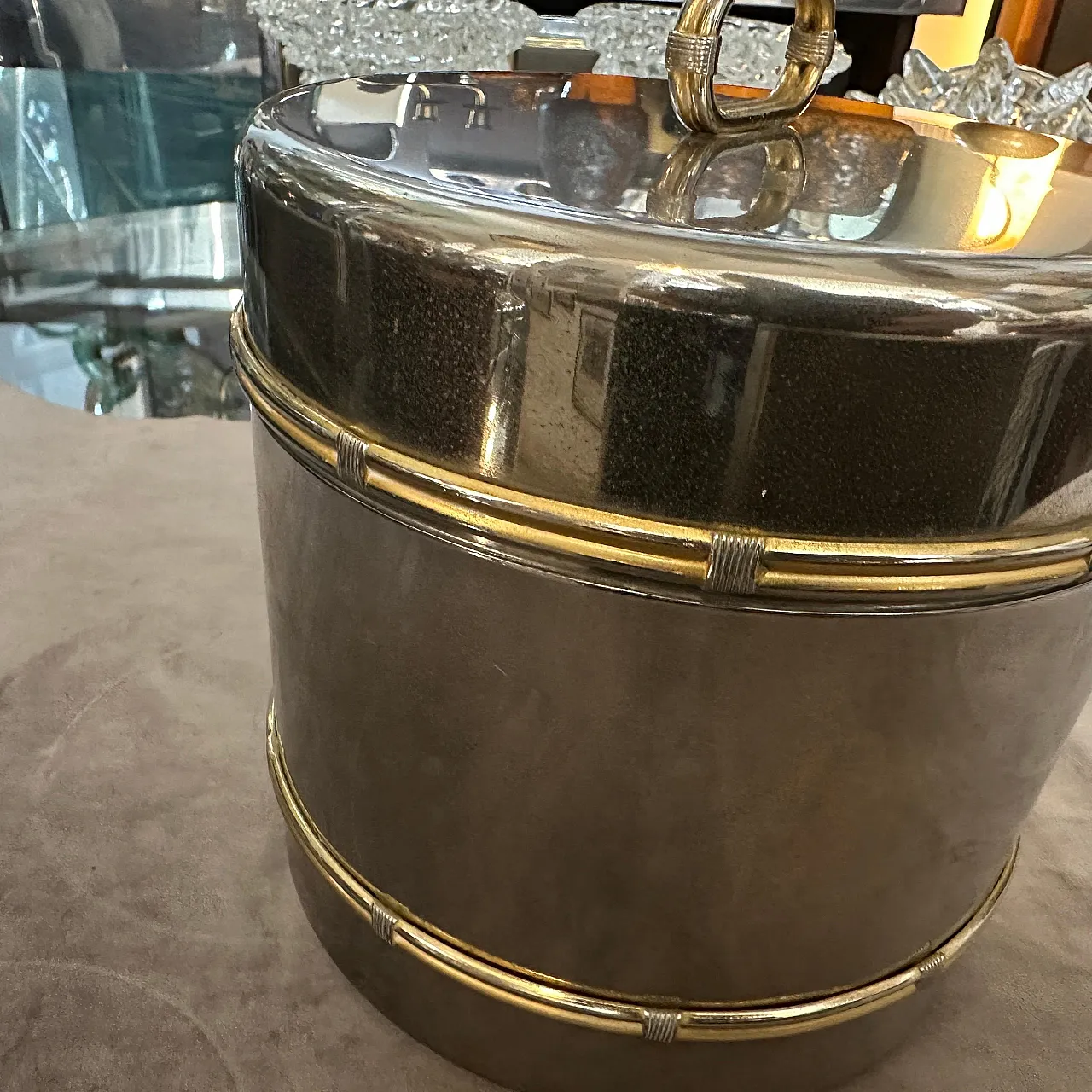 Brass and silver ice bucket by Gucci Firenze, 1970s 5