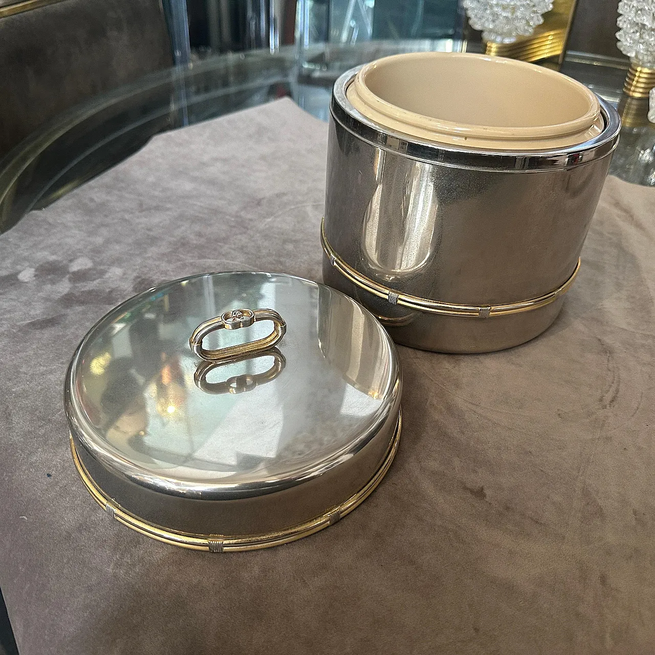 Brass and silver ice bucket by Gucci Firenze, 1970s 6