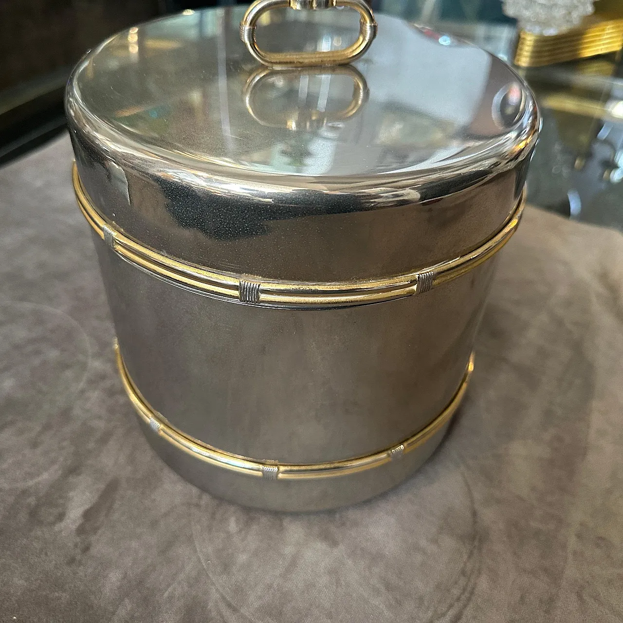 Brass and silver ice bucket by Gucci Firenze, 1970s 7