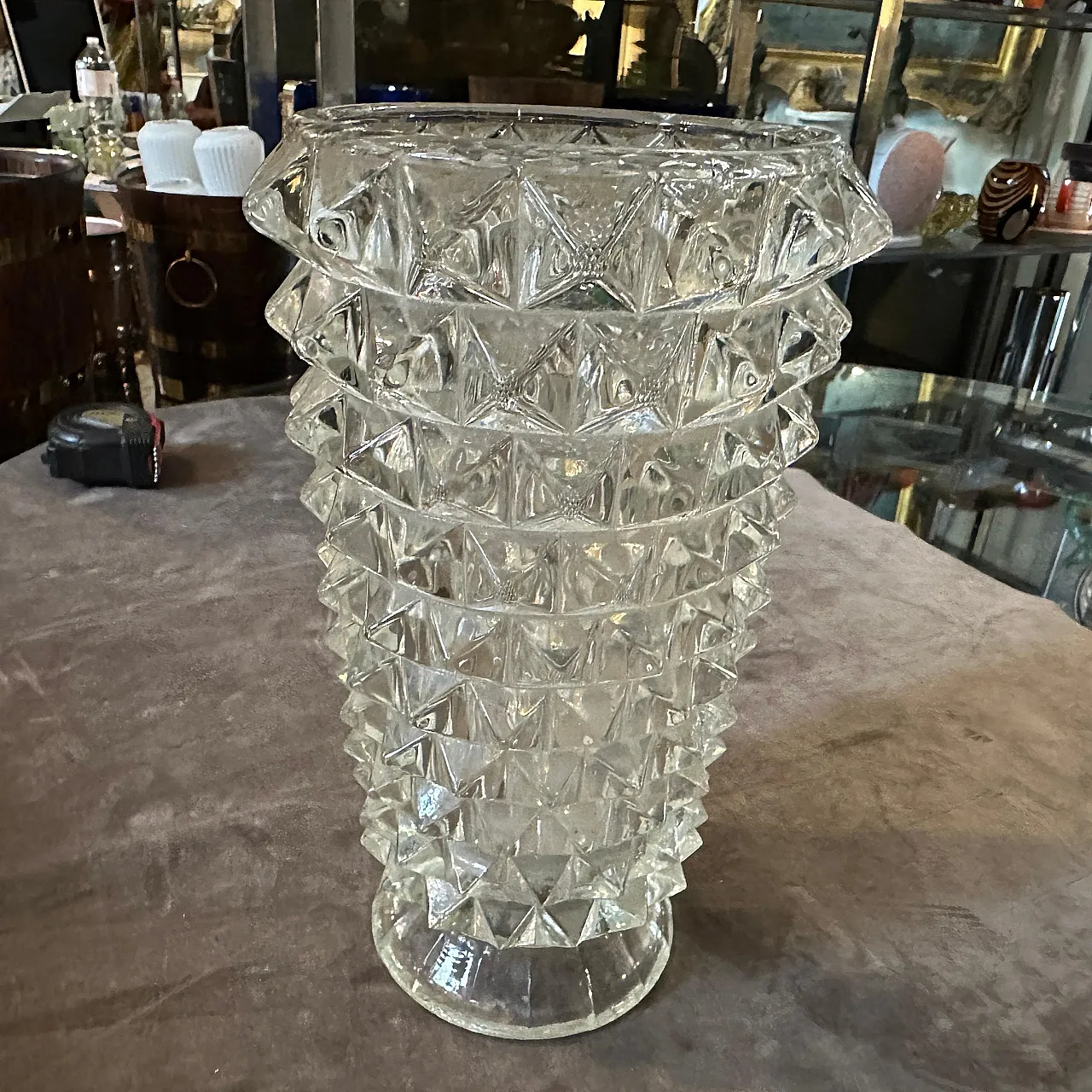 Barovier transparent and rostrato Murano glass vase, 1940s 9