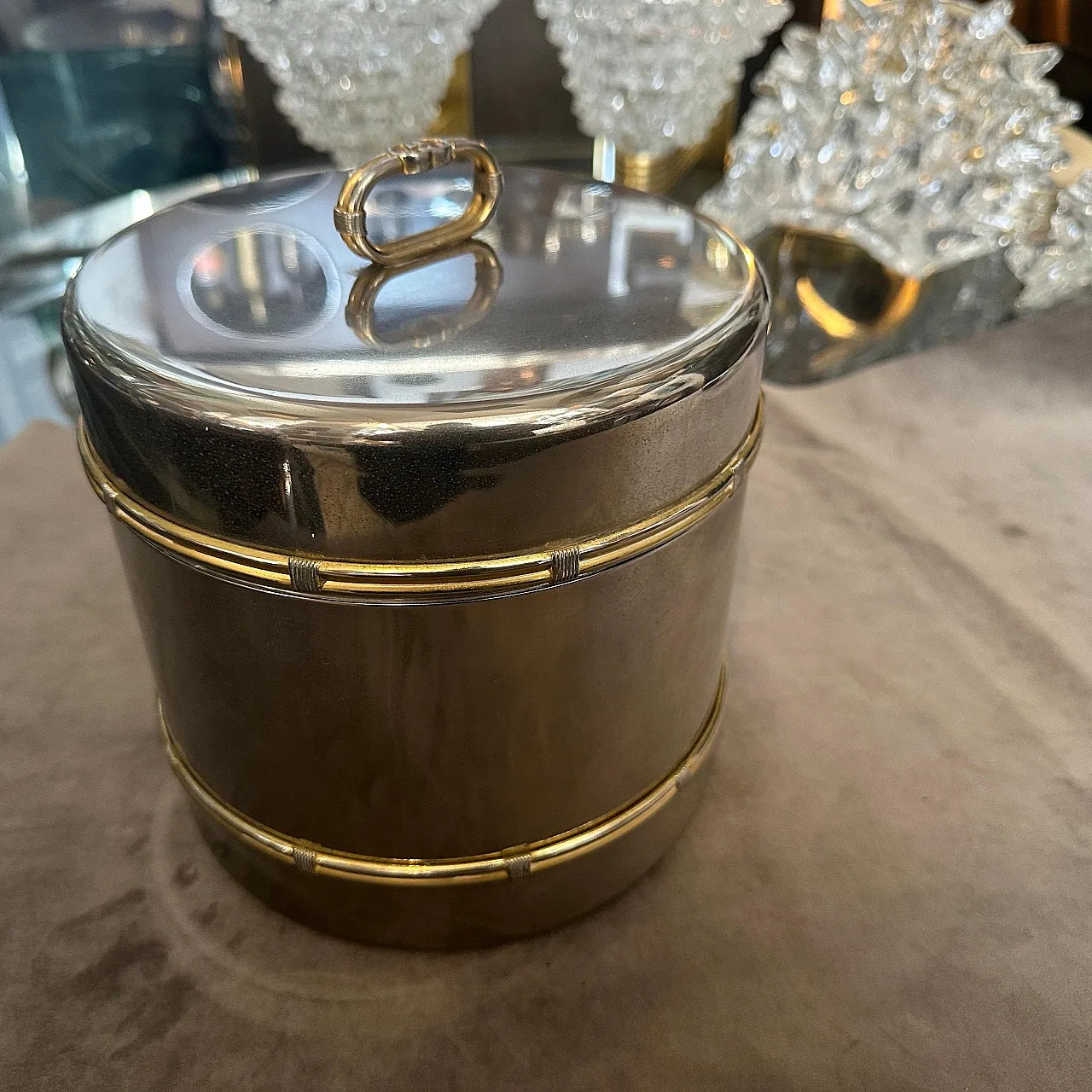 Brass and silver ice bucket by Gucci Firenze, 1970s 9