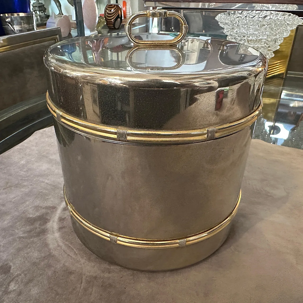 Brass and silver ice bucket by Gucci Firenze, 1970s 12