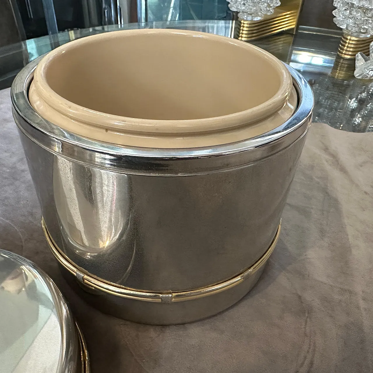 Brass and silver ice bucket by Gucci Firenze, 1970s 13