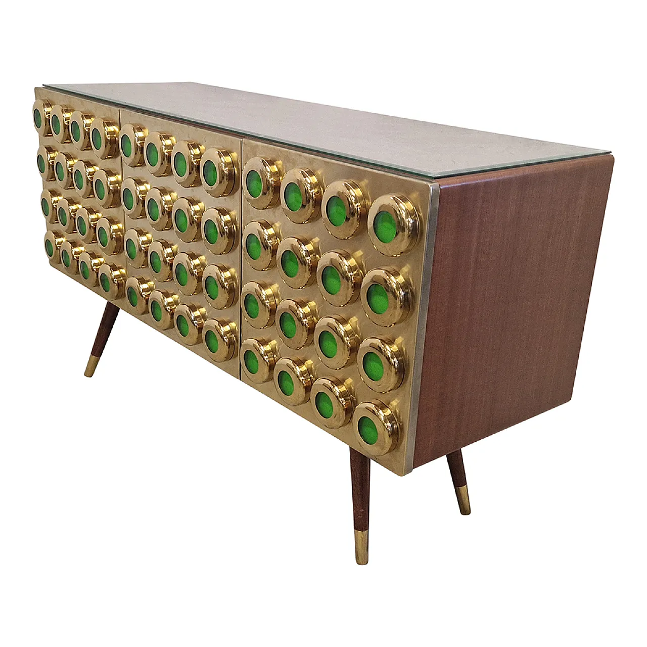 Sideboard three doors in brass and glass, 90s 5