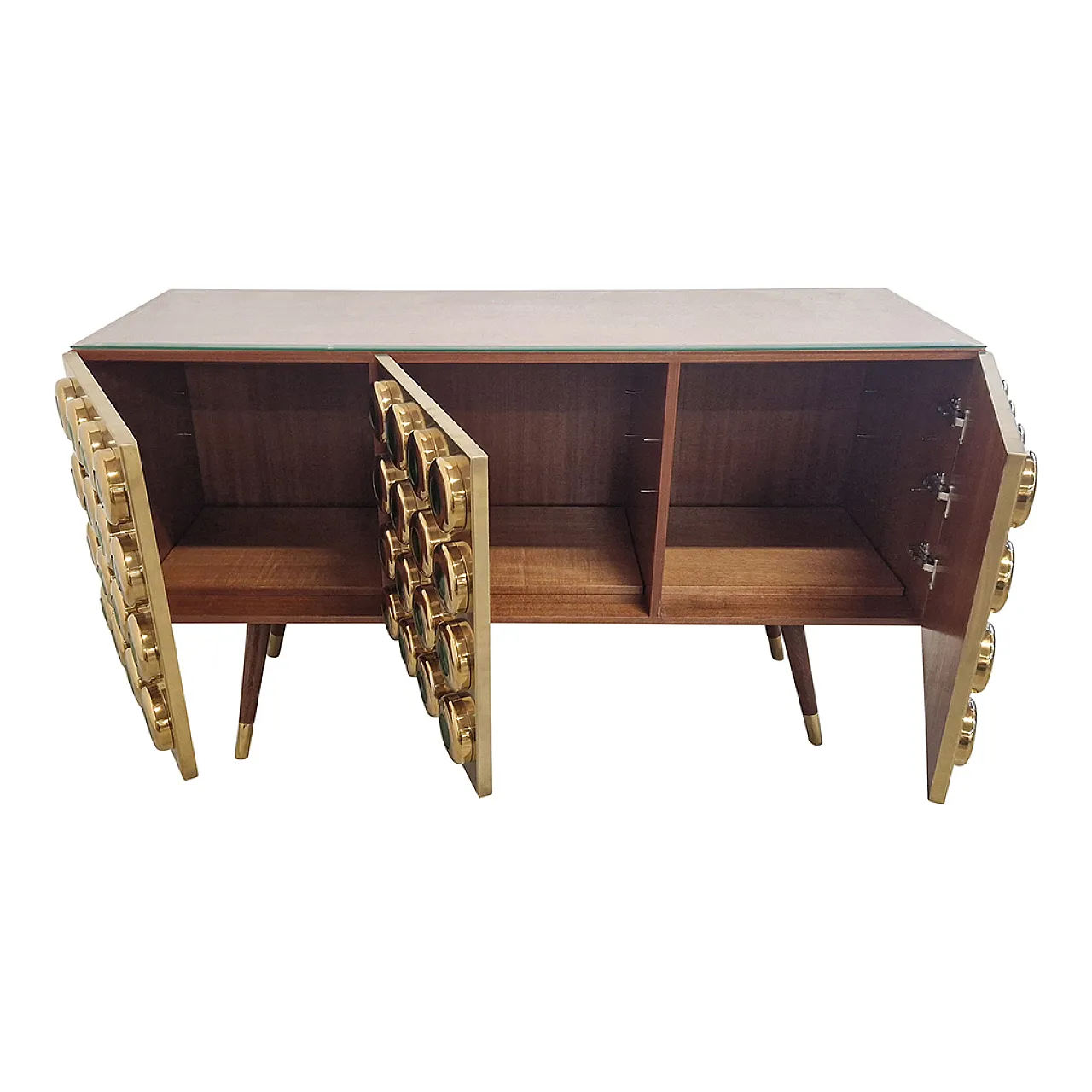 Sideboard three doors in brass and glass, 90s 6