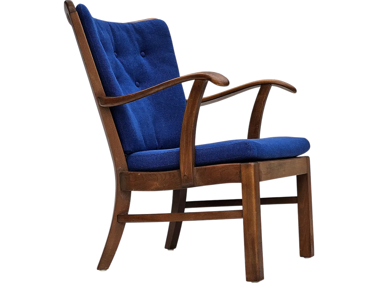 Danish armchair by Fritz Hansen wool fabric and beech wood, 60s 23