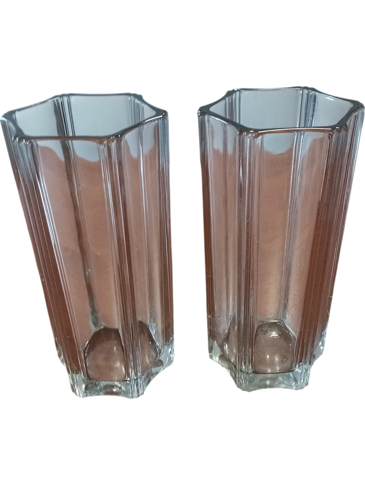 Pair of transparent crystal vases, 70s 7