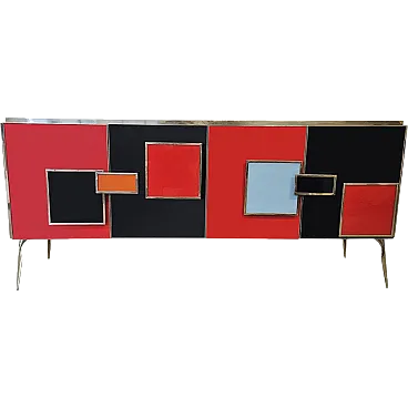 Sideboard with four backlit glass doors, 90s