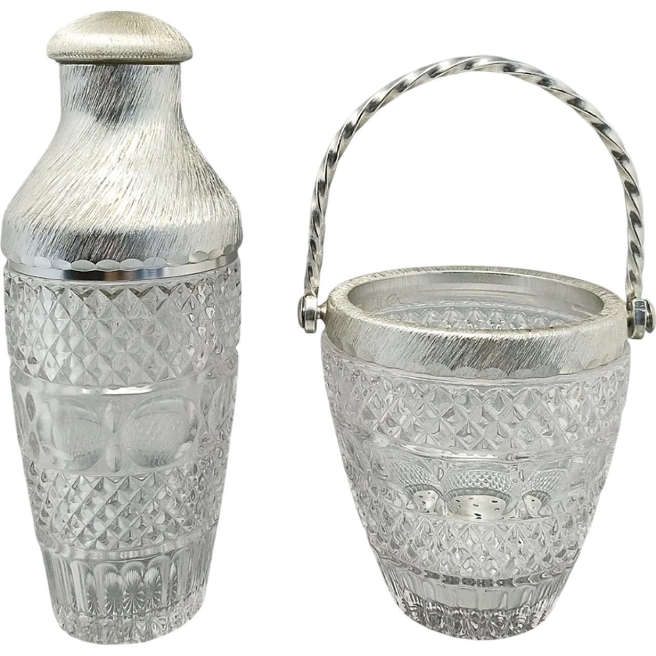 Cut Crystal Cocktail Shaker with Ice Bucket by Arir 1960s 8