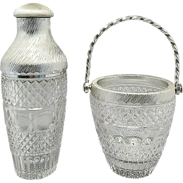 Cut Crystal Cocktail Shaker with Ice Bucket by Arir 1960s