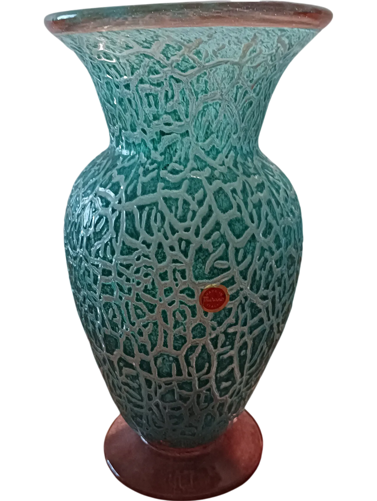 Vaso in vetro di Murano azzurro effetto craquelé, anni '70 9