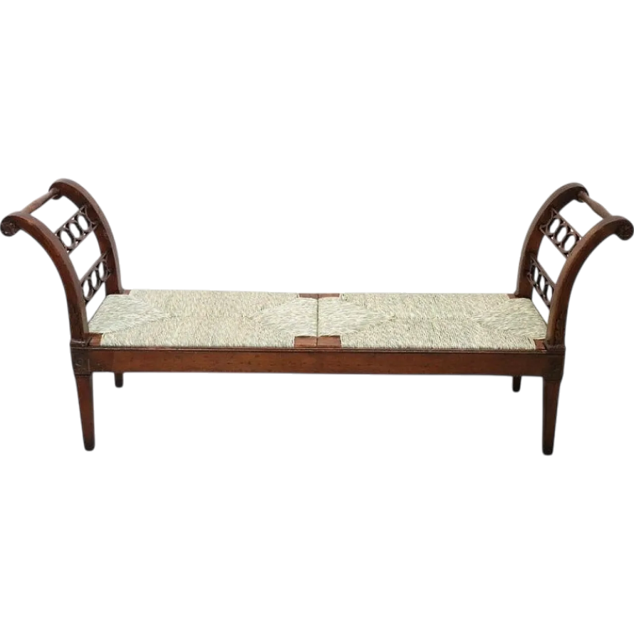 Ancient walnut bench and seat in straw, '700 16