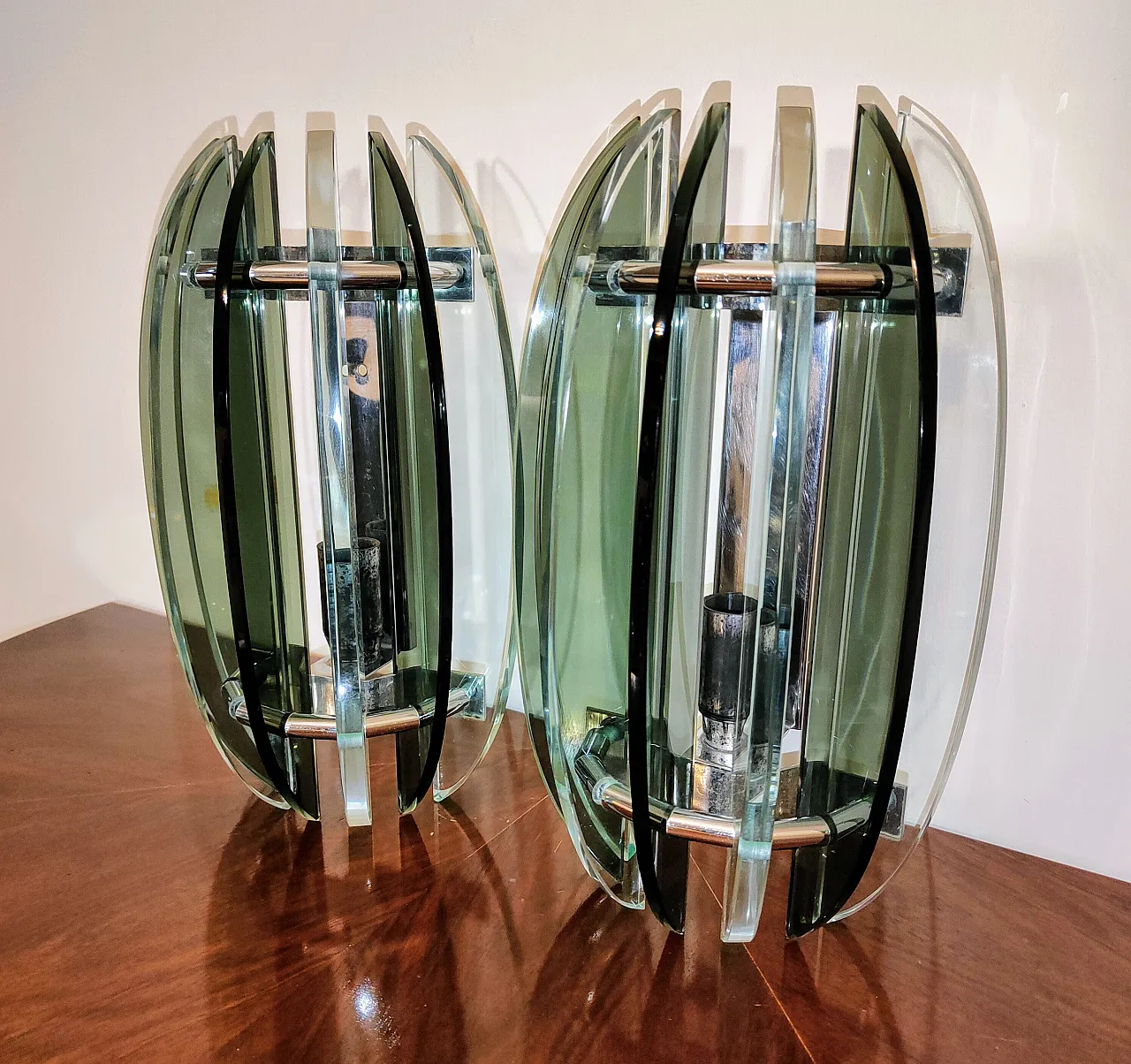 Green wall lamps by Veca, 70s 2