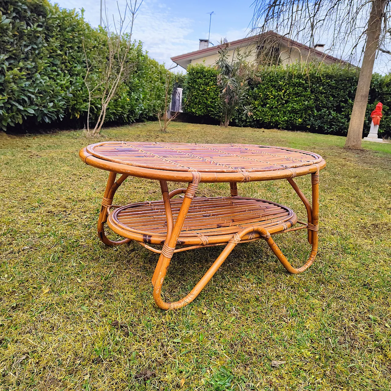 Bamboo table by Titoli Agnoli for Bonacina, 1960 2