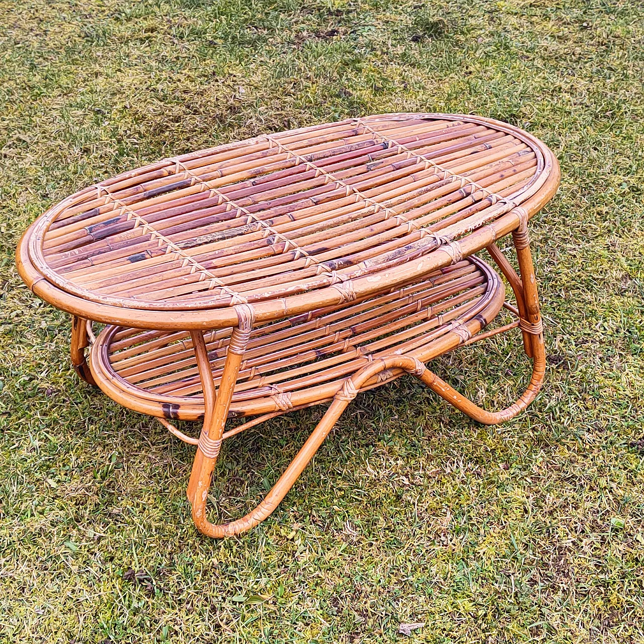 Bamboo table by Titoli Agnoli for Bonacina, 1960 3