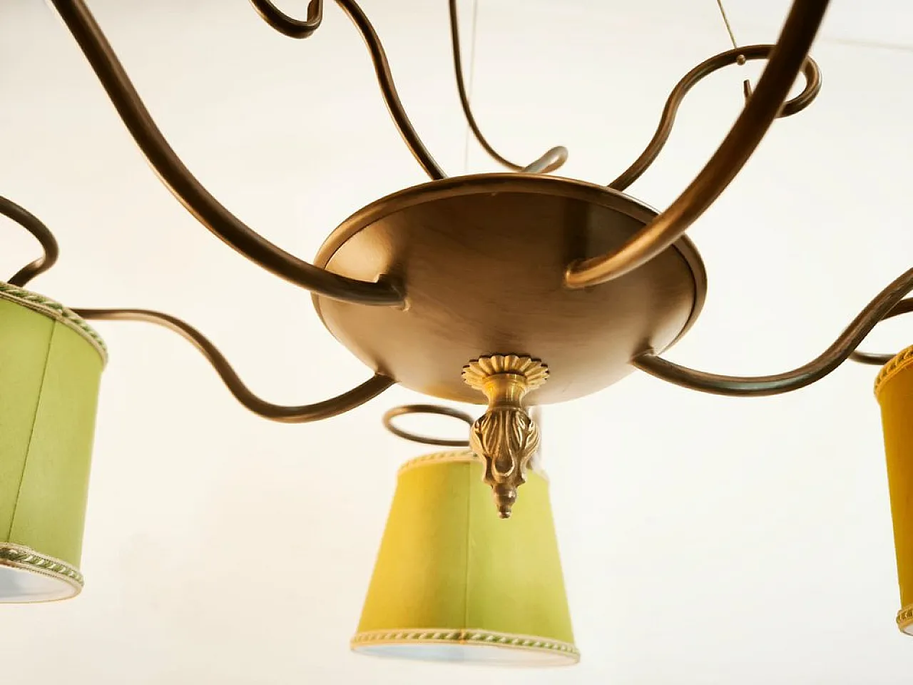 5-Light chandelier with fabric lampshades, 1980s 4