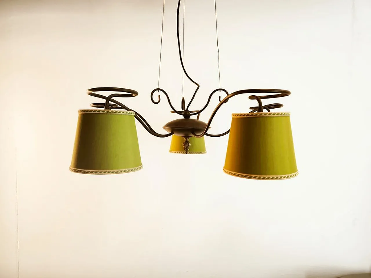 5-Light chandelier with fabric lampshades, 1980s 13