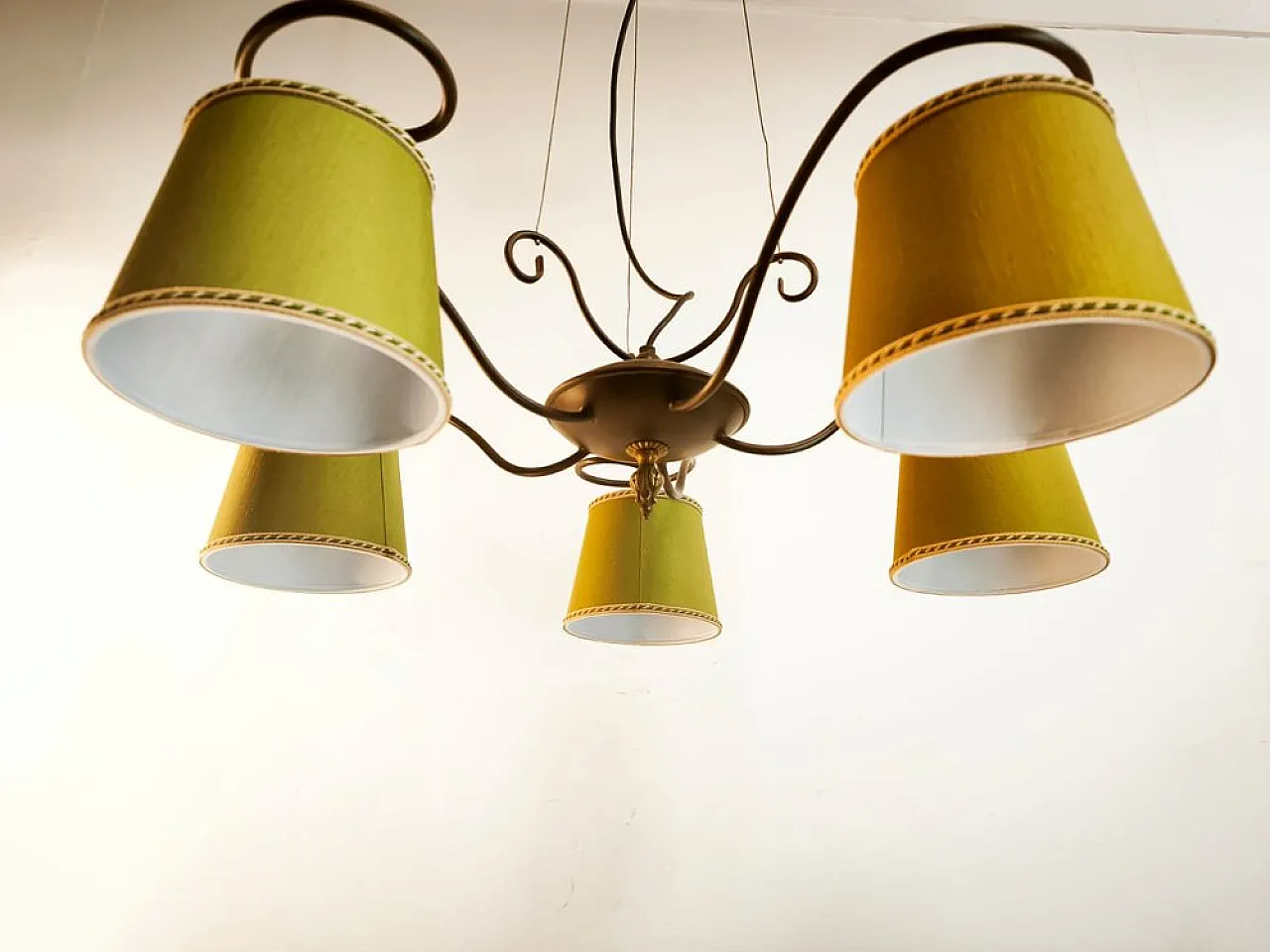 5-Light chandelier with fabric lampshades, 1980s 15