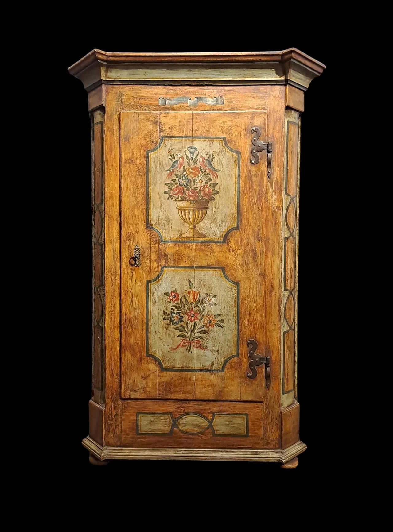 Tyrolese painted wardrobe with one door, 19th century 1