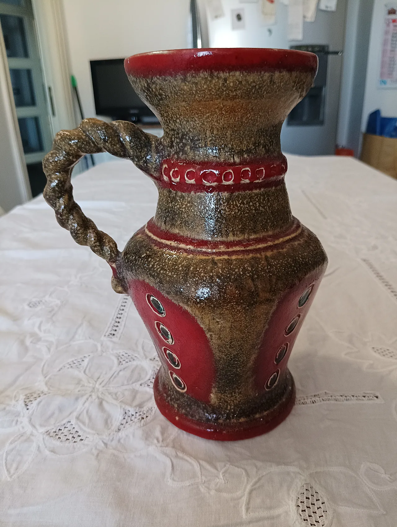 Ceramic brocca vase Est Germany, 60s 2