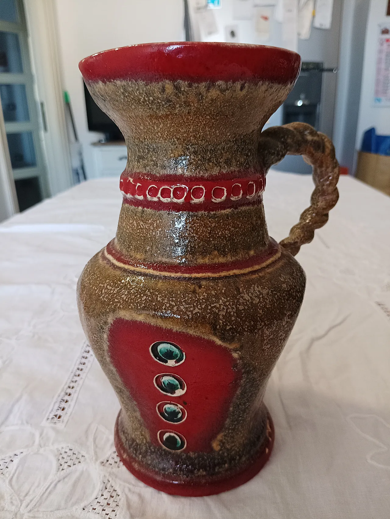 Ceramic brocca vase Est Germany, 60s 8