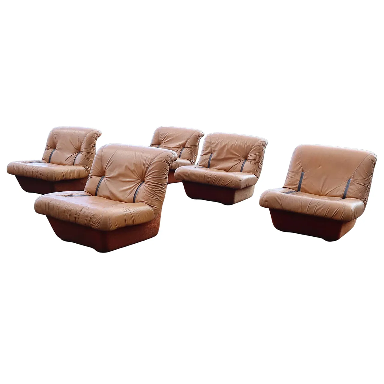 Modular sofa in leather 5 modules by Lev and Lev, 50s 1