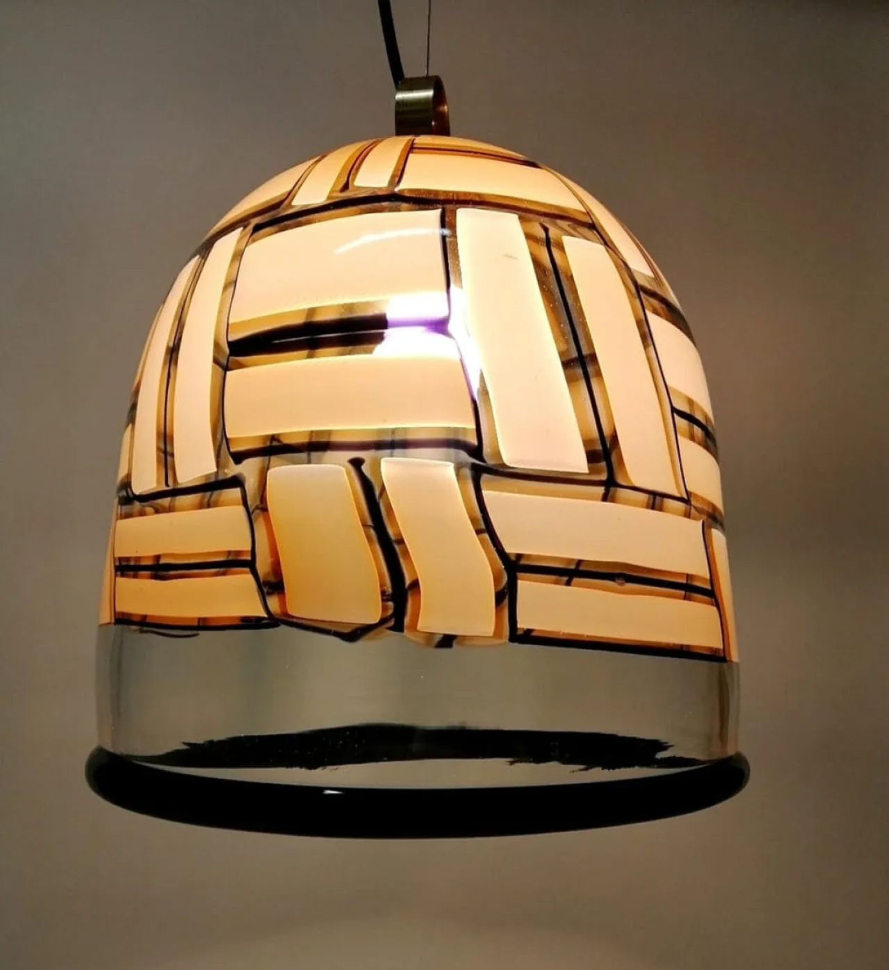 "Ambra tiles" chandelier of I3 Murano glass, 70s 3