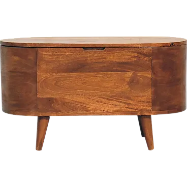 Blanket box rounded lid up solid wood chestnut, 2000