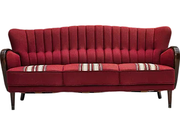 Danish 3-seater sofa by Alfred Christensen red wool, 1960s