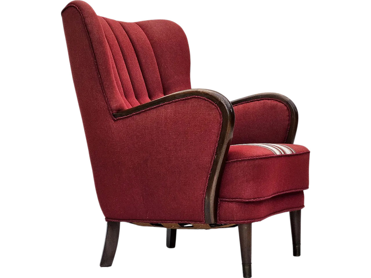 Danish armchair by Alfred Christensen red wool, 1960s 19