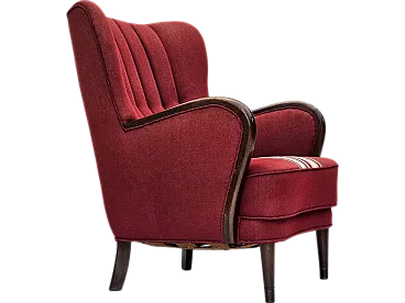 Danish armchair by Alfred Christensen red wool, 1960s