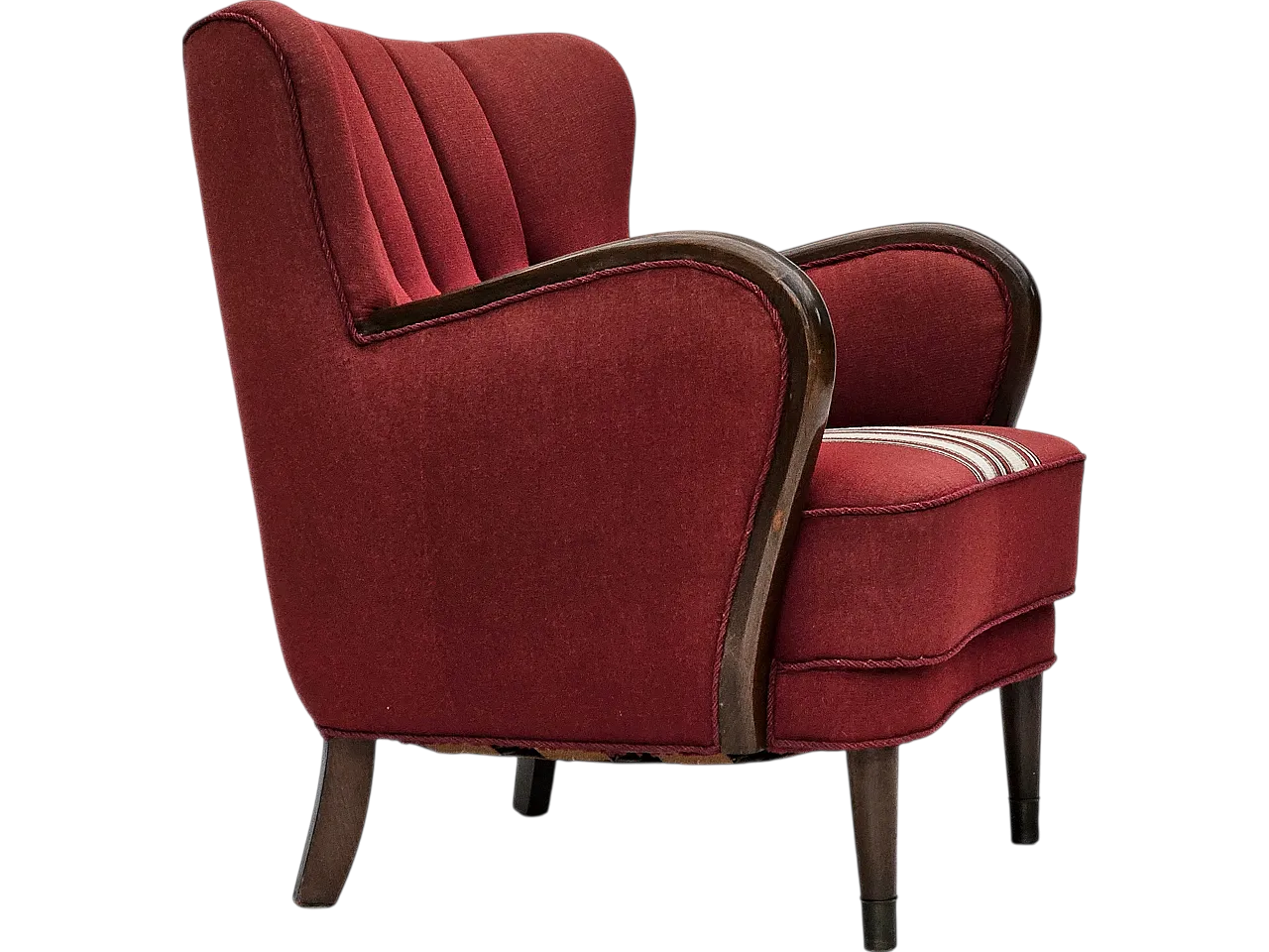 Danish armchair by Alfred Christensen, red wool, 1960s 18