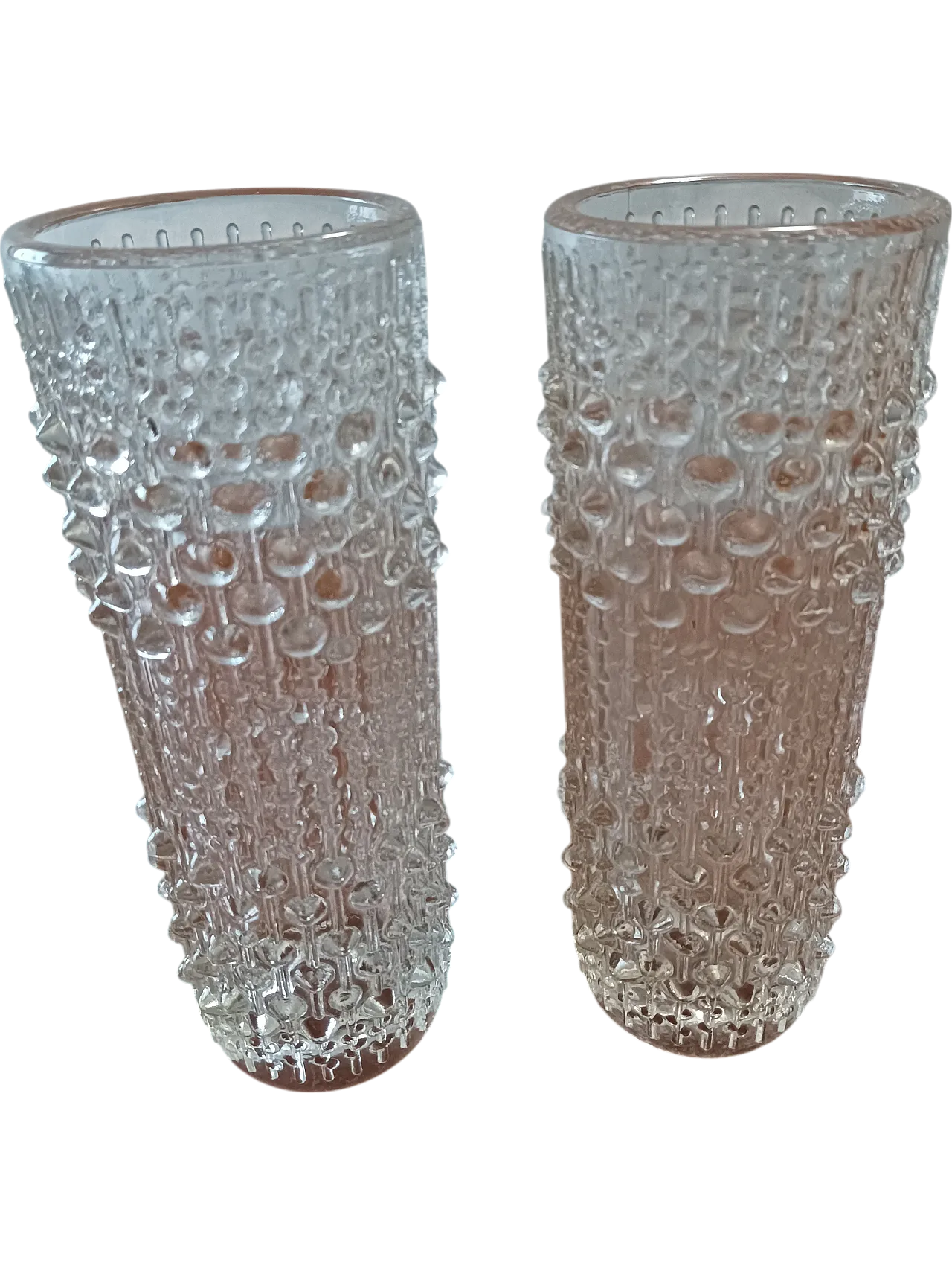 Pair of "Candle Wax" transparent glass vases, 70s 8