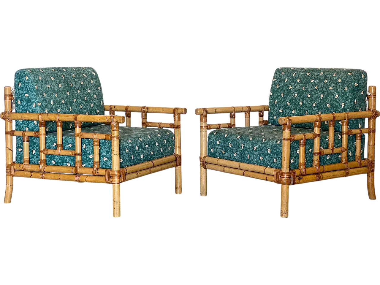 Pair of bamboo armchairs Vivai del Sud, 70s 22